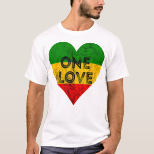 Reggae Heart One Love Rasta Reggae Music Rastafari T-shirt