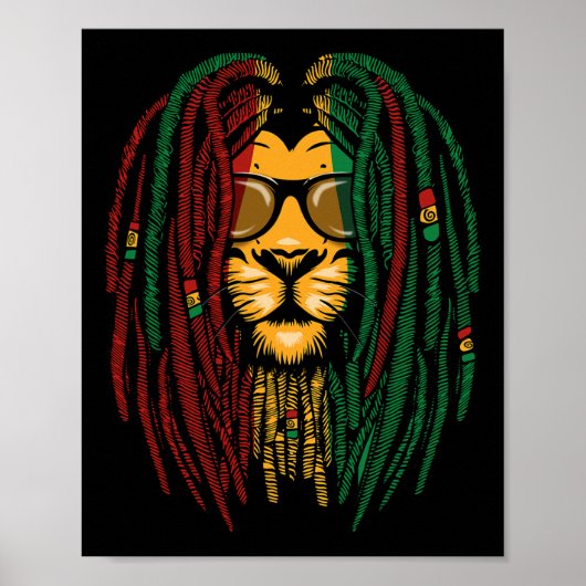 Reggae Lion Dreadlocks Wilde Kat Rasta Afrika Rast Poster (Voorkant)