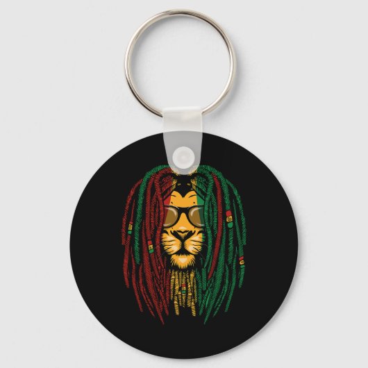 Reggae Lion Dreadlocks Wilde Kat Rasta Afrika Rast Sleutelhanger (Voorkant)