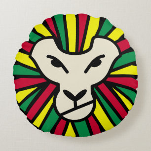 Reggae Lion Rastafari Colored Mane Rond Kussen