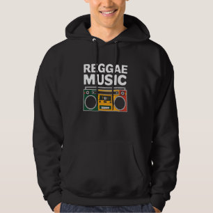 Reggae Music Boombox Retro  Roots Rasta Gra Hoodie