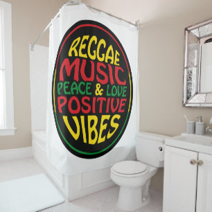 Reggae Music met positieve gezegden en aanhalingst Douchegordijn