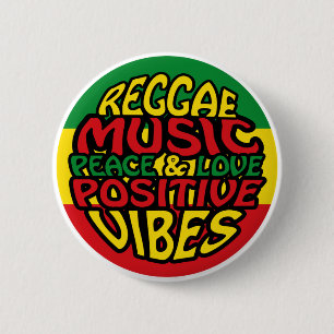 Reggae Music met positieve gezegden Ronde Button 5,7 Cm