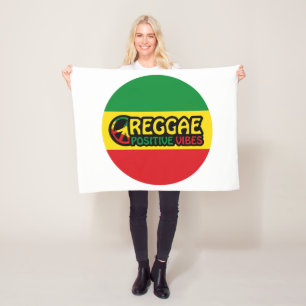 Reggae Music met positieve virussen en reggae flag Fleece Deken