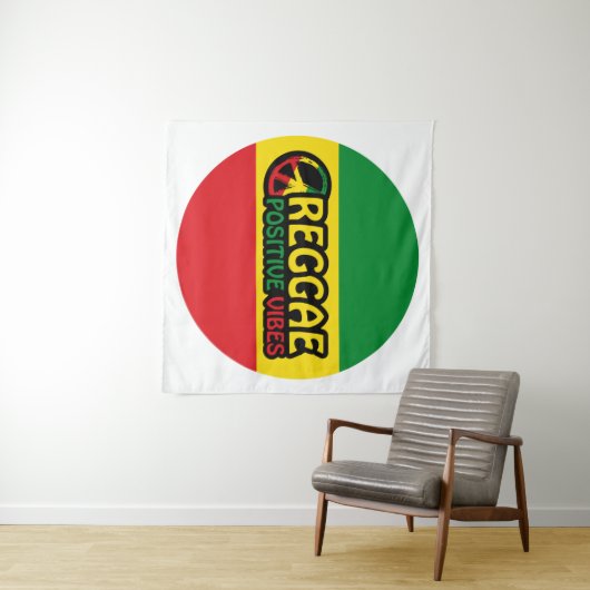 Reggae Music met positieve virussen en reggae flag Wandkleed (In Situ (horizontaal))