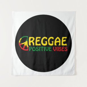 Reggae Music met positieve virussen en reggae flag Wandkleed