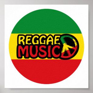 Reggae Music, reggae art met vredessymbool Poster