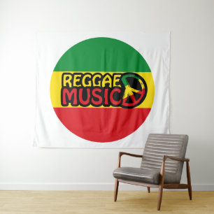 Reggae Music, reggae art met vredessymbool Wandkleed