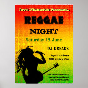Reggae Nachtfeest Nachtclub Poster