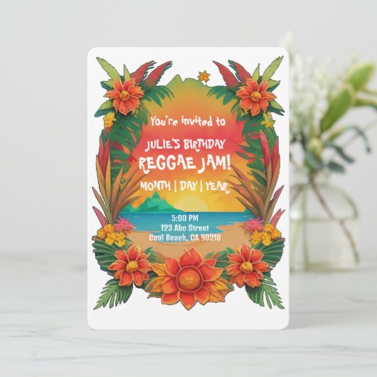 Reggae Party Uitnodiging (Staand voorkant)
