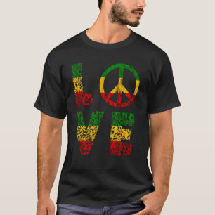 Reggae Peace Love Hippie Rasta Reggae Muziek Jamai T-shirt