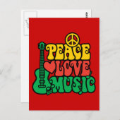 Reggae Peace Love Music Briefkaart (Voorkant / Achterkant)