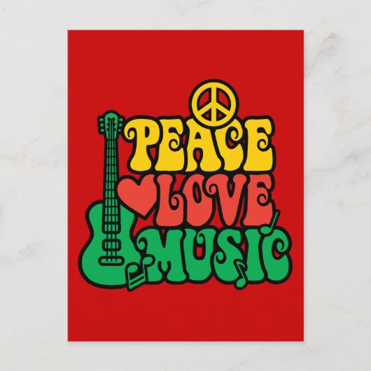 Reggae Peace Love Music Briefkaart (Voorkant)