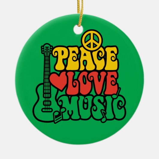 Reggae Peace Love Music Keramisch Ornament (Voorkant)