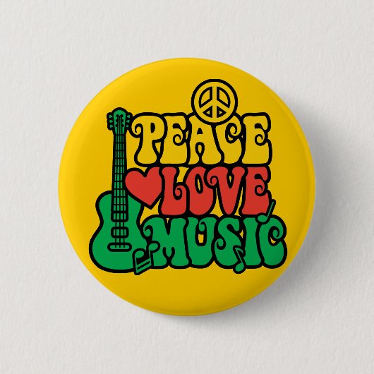 Reggae Peace Love Music Ronde Button 5,7 Cm (Voorkant)