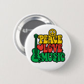 Reggae Peace Love Music Ronde Button 5,7 Cm (Voorkant /achterkant)