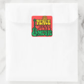 Reggae Peace Love Music Vierkante Sticker (Tas)
