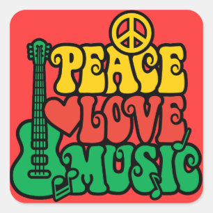 Reggae Peace Love Music Vierkante Sticker