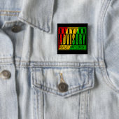 Reggae RASTA Vierkante Button 5,1 Cm (In situ)