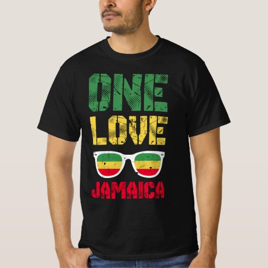 Reggae Retro Rastafari Rasta Quote One Love T-shirt (Voorkant)