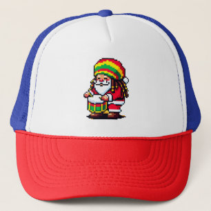 Reggae Santa Drummer Fun Pixel Art Kerstmuziek Trucker Pet