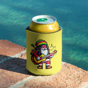 Reggae Santa Fun Pixel Art Kerstmuziek Ontwerp Blikjeskoeler