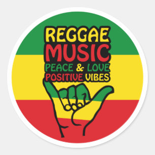 Reggae Shaka Hand met positieve koersen Ronde Sticker