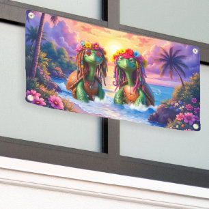 Reggae Turtles – Eiland Vibes Voor Altijd. Spandoek