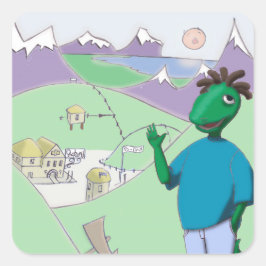 Reggie Rapasaurus kan overal bij je blijven! Vierkante Sticker