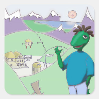 Reggie Rapasaurus kan overal bij je blijven! Vierkante Sticker