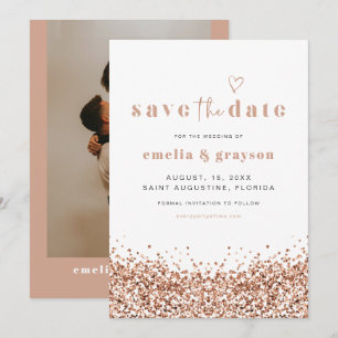 REGINA Roos Gold Sequins Glitter Save the Date Kaart