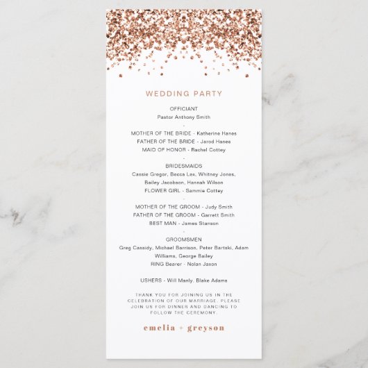 REGINA Rose Gold Sequins Long Wedding Programme (Dos)