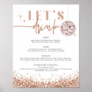 REGINA Rose Goud Disco Laten we Drink Bar Menu Poster