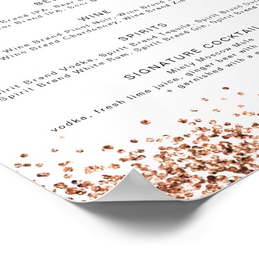 REGINA Roze Gouden Disco Laten we drankbarmenu dri Poster (Hoek)