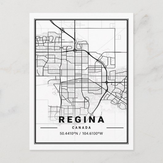 Regina Saskatchewan Carte des villes de voyage (Devant)