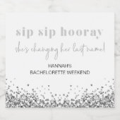 REGINA Silver Glitter Sequins Bachelorette Sparkling Wijnetiket (Enkel label)