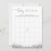 REGINA Silver Sequins Baby shower Bingo Game Kaart (Voorkant)
