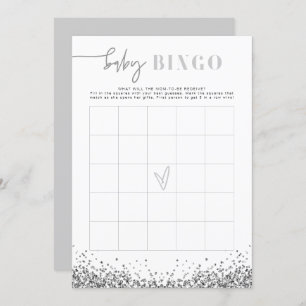 REGINA Silver Sequins Baby shower Bingo Game Kaart