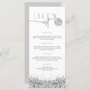REGINA Silver Sequins Disco Let's Eat Menu Kaart