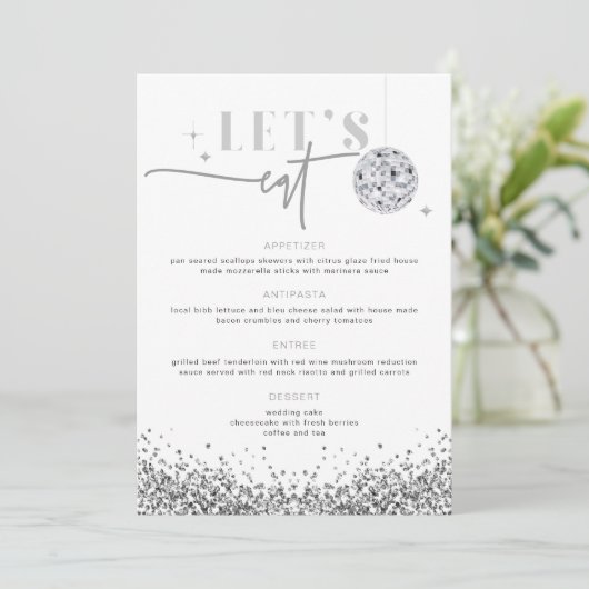 REGINA Silver Sequins Disco Mariage Mangeons Menu (Debout devant)