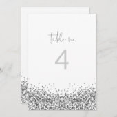 REGINA Silver Sequins Glitter Table Number Kaart (Voorkant / Achterkant)