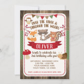 Région boisée, invitation d'anniversaire d'animaux (Devant)