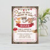 Région boisée, invitation d'anniversaire d'animaux (Debout devant)