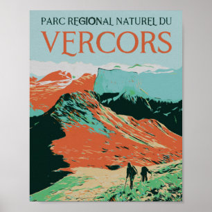 Regionaal park Vercors kleurrijke illustratie Fran Poster