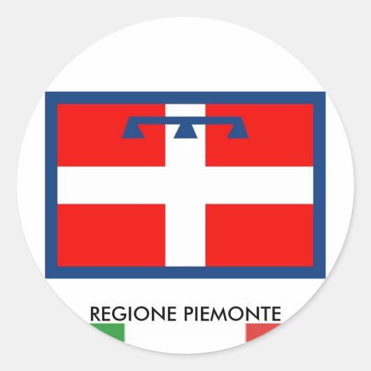 Regione Piemonte vlag Ronde Sticker (Voorkant)