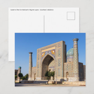 Registan plein bij zonsondergang - Samarkand, Oezb Briefkaart