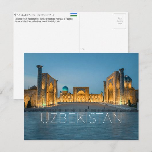 Registan, Samarkand, Ouzbékistan Carte Postale de (Devant / Derrière)