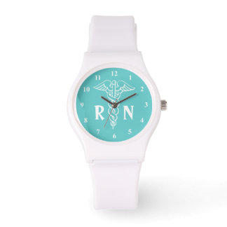 Registered verpleegster | Caduceus met RN monogram Horloge