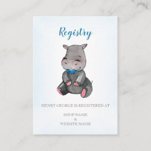 Registerkaart   baby shower   jongen  Hippo Informatiekaartje