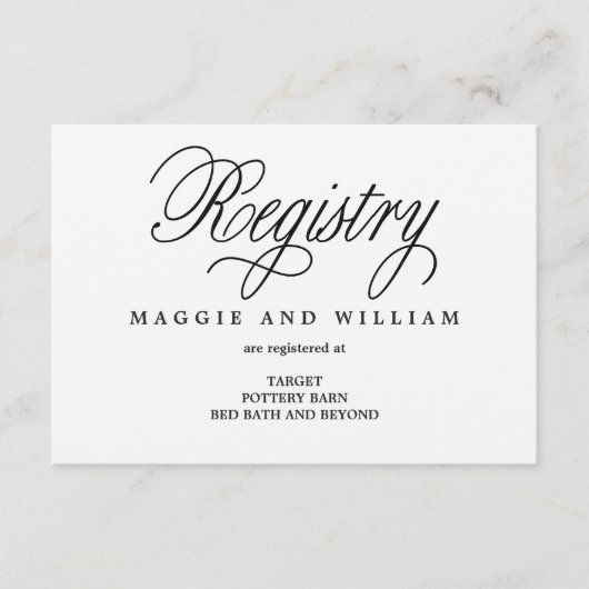 RegisterKaarten - Elegant Script Informatiekaartje (Voorkant)